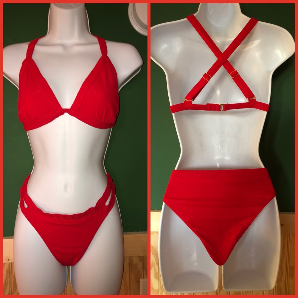 Red Bikini Large Top Medium Bottoms